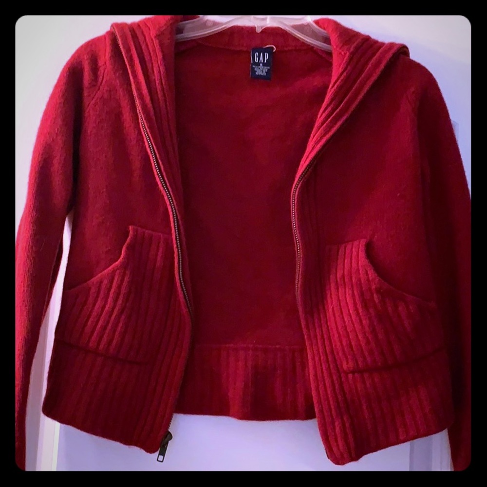 GAP small wool and angora red zip-up sweater